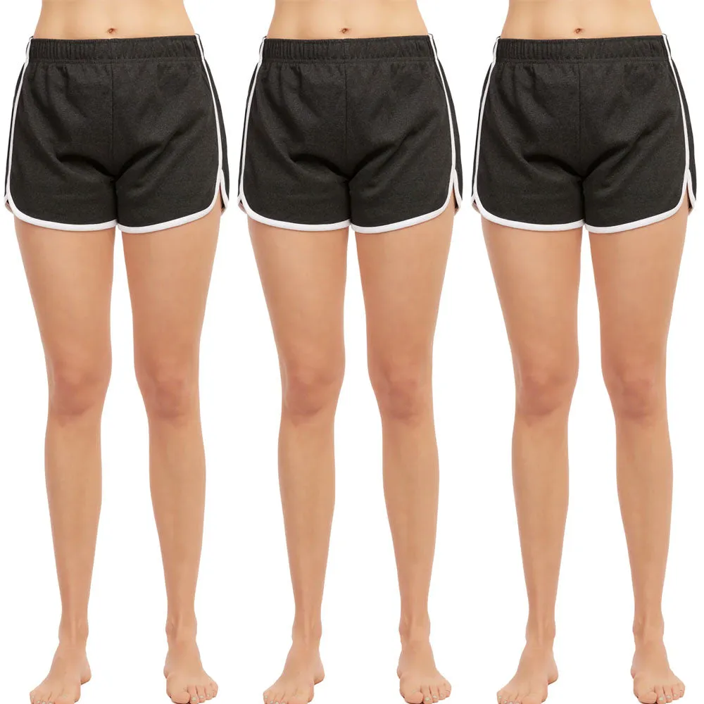 3 Women's Cotton Sport Booty Shorts Dolphin Yoga Dance Lounge Hot Pants Grey M
