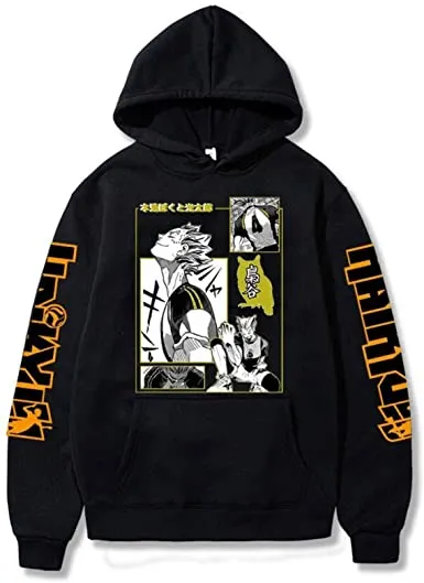 Anime Haikyuu Hoodie - Unisex Hooded Sweatshirt Harajuku Streetwear Karasuno High School Pullover Hooded Tops Sportswear