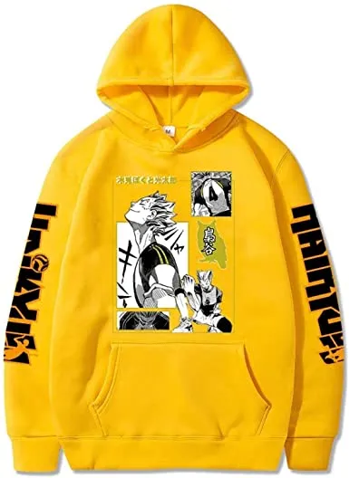 Anime Haikyuu Hoodie - Unisex Hooded Sweatshirt Harajuku Streetwear Karasuno High School Pullover Hooded Tops Sportswear