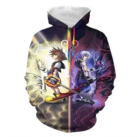 Kingdom Hearts Hoodies - Sora Riku 3D Print Pullover Gaming Hoodie