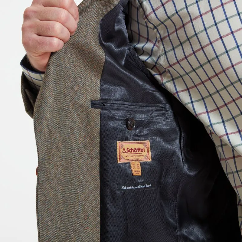 Schoffel Belgrave Tweed Mens Sports Jacket - Loden Green Herringbone Tweed