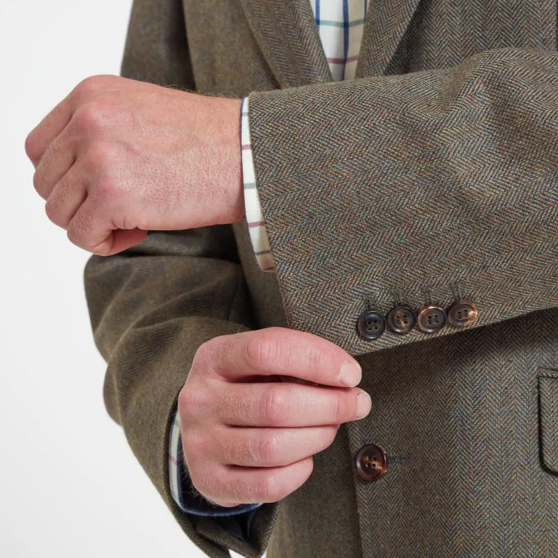 Schoffel Belgrave Tweed Mens Sports Jacket - Loden Green Herringbone Tweed