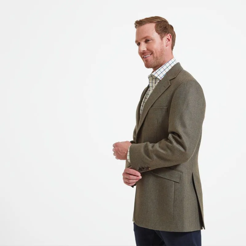 Schoffel Belgrave Tweed Mens Sports Jacket - Loden Green Herringbone Tweed
