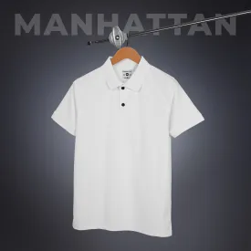 Sports Dry Fit White Polo T Shirts (Poly Cotton)